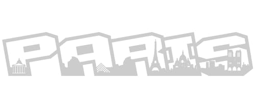 Samunshi® Wandtattoo Paris Schriftzug Skyline 70 x 12,1cm silbermetalleffekt