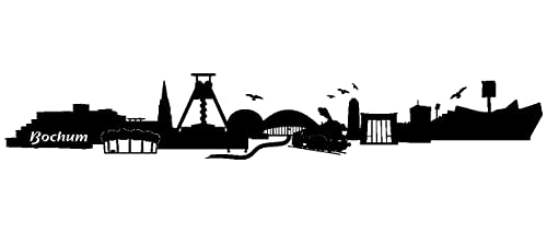 Samunshi® Wandtattoo Bochum Skyline Wandaufkleber 150 x 24cm schwarz