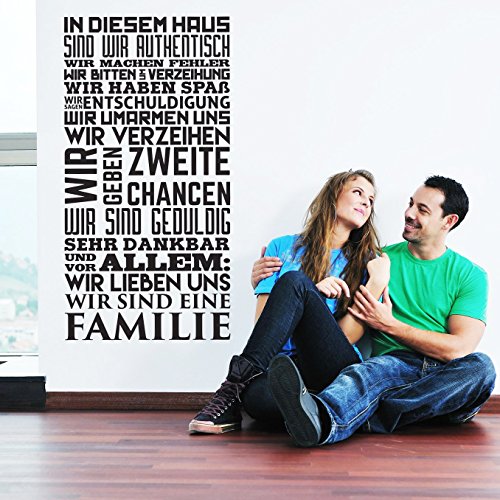 Ambiance-Live - wandtattoo sticker, Zitat Text:  In diesem Hause, wie lieben wir uns, wir sind eine Familie  - 110 X 55 cm, Apfelgrün