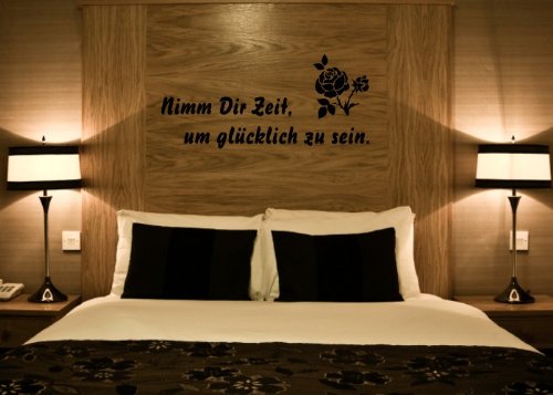 Wandtattooladen Wandtattoo - Nimm Dir Zeit um glücklich zu sein (mit Rose) Größe:55x24cm Farbe: Schablone