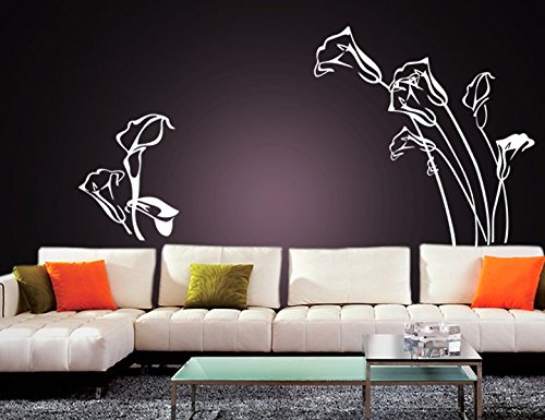 Wandtattoo 2-teilig wandaufkleber Aufkleber Wandsticker wall sticker Wohnzimmer Schlafzimmer Kinderzimmer Ranke Blume Blumen Blumenranke Blumeranke Vine Flower Butterfly Schmetterling floral 30 Farben zur Wahl wpf19(Printed Sticker,ca.20 x 8cm)