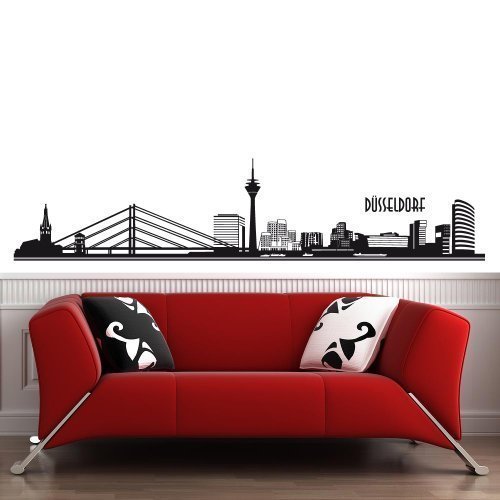 wandtattoo-factory Skyline Düsseldorf - 190 x 42cm - Farbe: Schwarz