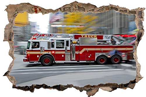 DesFoli Feuerwehr Truck USA Wandtattoo Wandsticker Wandaufkleber D2227 Größe 120 cm x 180 cm