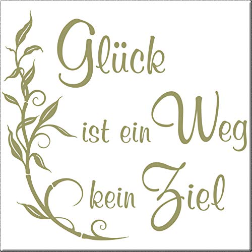 wall-refine WS-01563 | GLÜCK IST EIN Weg KEIN Ziel | Premium Wandtattoo Wandaufkleber der Extra-Klasse, 58 x 55 cm Gold, seidenmatter Glanz