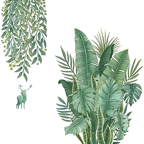 AILANDA Wandtattoo Pflanze Groß Wandaufkleber DIY Wandbild Grüne Blätter Wandsticker Palmen Tropische Bananenblatt Wanddeko für Wohnzimmer Schlafzimmer Flur Kühlschrank 90cm