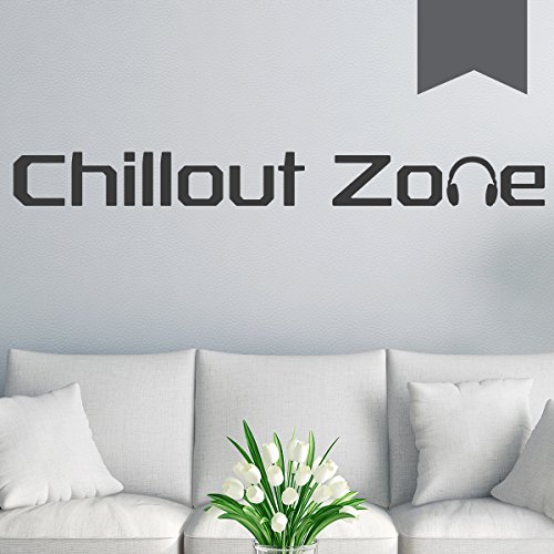 WANDKINGS Wandtattoo - Chillout Zone - 135 x 15 cm - Dunkelgrau - Wähle aus 5 Größen & 35 Farben