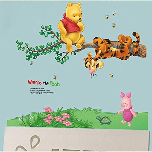 Artaslf Cartoon Winnie the Pooh Schmetterling Wandtattoo PVC für Jungen Mädchen Kinder Dekoration für Zuhause Wandaufkleber Heimdekoration - 60 x 90 cm