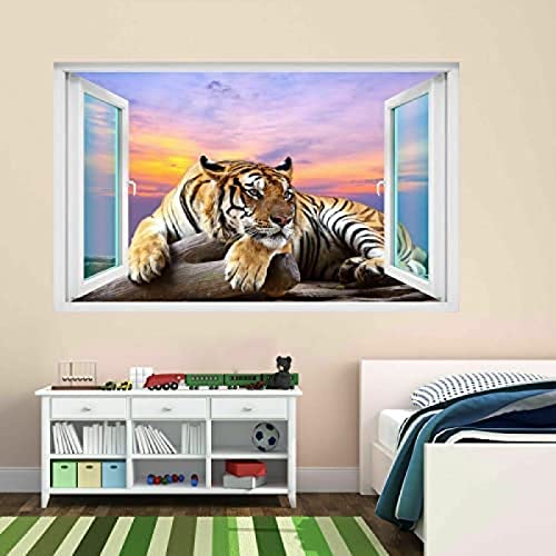 Tiger Sky Sunset Wildlife 3D Wandaufkleber Wandtattoo Kinderzimmer Wohnkultur CT33-50x70 cm