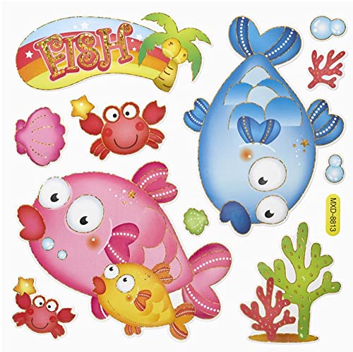 2D Sticker Kugelfisch Fisch * Wandtattoo XXL * Deko für Schultüte , Wand , Tür