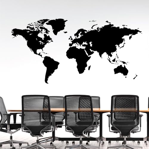 Wandtattoo Weltkarte, Schwarz