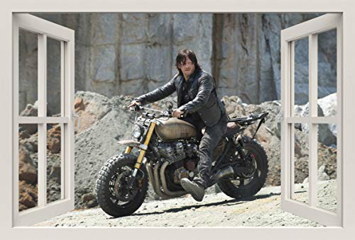Unified Distribution The Walking Dead - Daryl Dixon - Norman Reedus - Wandtattoo mit 3D Effekt, Aufkleber für Wände und Türen Größe: 92x61 cm, Stil: Fenster