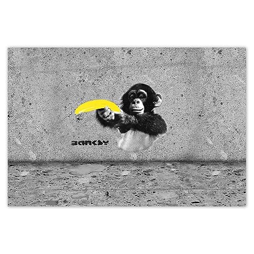 Wandsticker Dekor Foto Aufkleber 60x40cm Banksy Affe Banane Nr. H5655M_NS1E