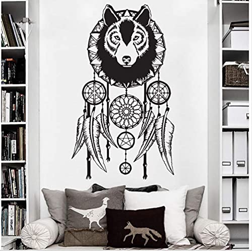 Abnehmbare Vinyl Wandtattoo mit Wolf Muster, Art Decal, Haus Dekoration, Abnehmbare Wandmalerei, Vinyl Wandmalerei, 42x72 cm