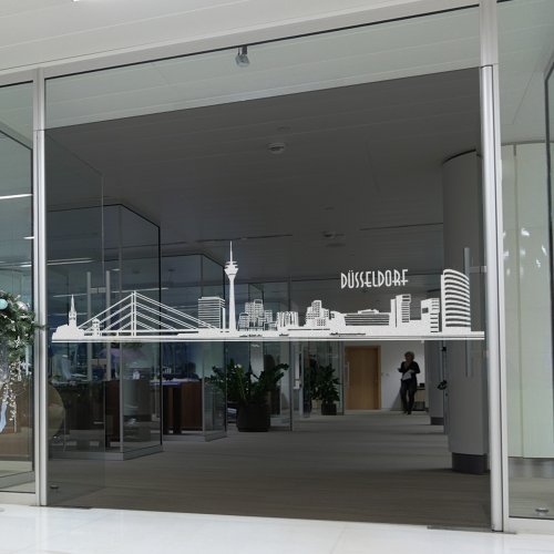 wandtattoo-factory Skyline Düsseldorf - 130 x 25cm - Glasdekor