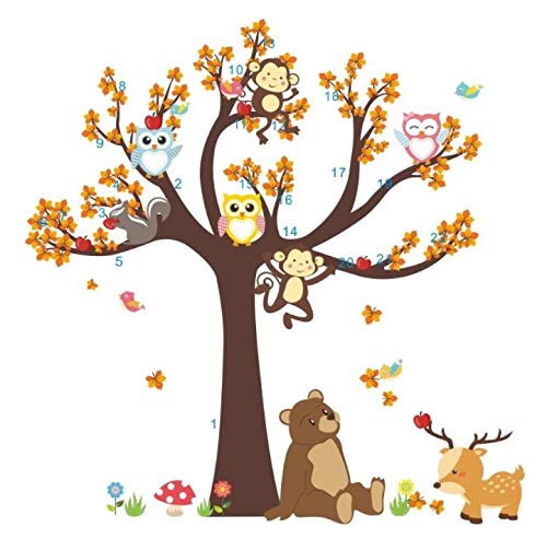 HALLOBO® Wandtattoo Eule Baum Bär AFFE Hirsch Wandsticker Aufkleber Kinderzimmer Vögel