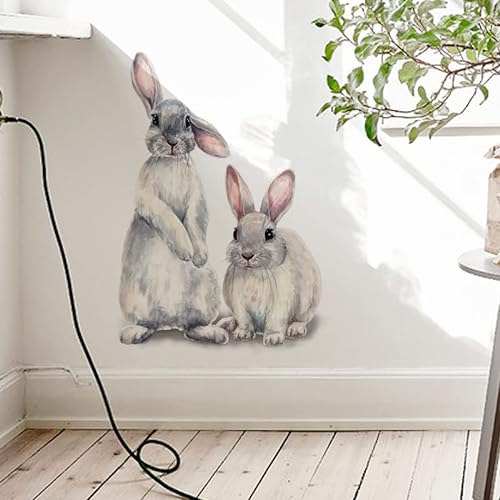 HGDESIGN® Wandtattoo Wandaufkleber 2 Hase Kaninchen Wohnzimmer Schlafzimmer Kinderzimmer