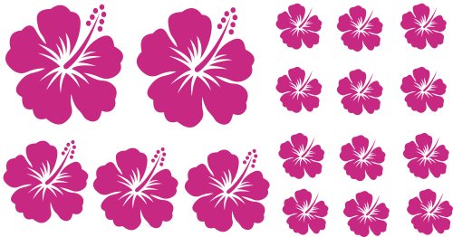 XL Design Set Y in Pink 17 Stück HIBISKUS Blumensticker Autoaufkleber Blumen oder Wandtattoo selbstklebende Aufkleber fürs Auto, Wandsticker Out- & Indoor, Wandbild & Fensterbild wählen Sie aus 32 Farben!