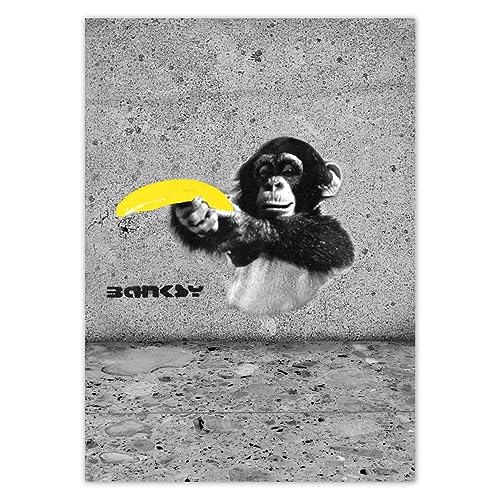 Wandsticker Dekor Foto Aufkleber 40x50cm Banksy Affe Banane Nr. H5655M_NS1Q