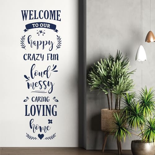 Wandtattoo  Welcome to Our Happy Loud Messy Caring Loving Home , Kobaltblau