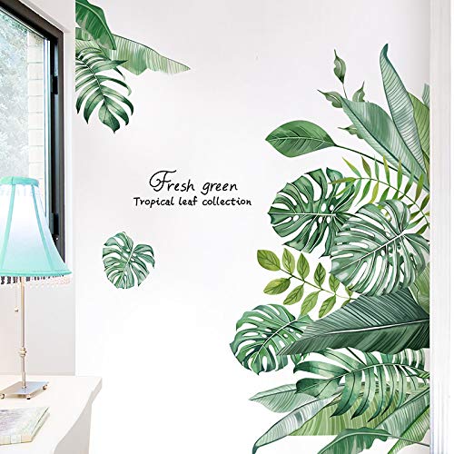 Wandtattoo Blätter Grün Wandbild Tropische Pflanzen, TANOSAN DIY Blätter Grüne Wandaufkleber Wohnzimmer Schlafzimmer Flur Wanddeko