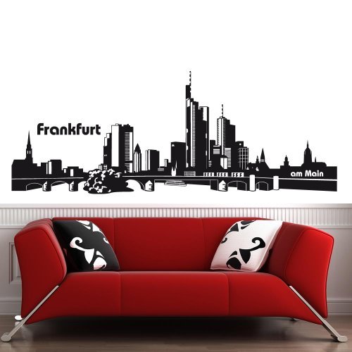 wandtattoo-factory Skyline Frankfurt - 100 x 38cm - Farbe: Schwarz