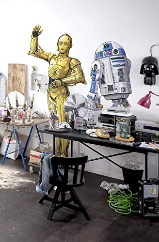 STAR WARS selbstklebende und konturgeschnittene Vlies Fototapete von Komar - Star Wars XXL C - 3PO - Größe: 127 x 200 cm - Wandtattoo, Kinderzimmer, Roboter, Krieg der Sterne
