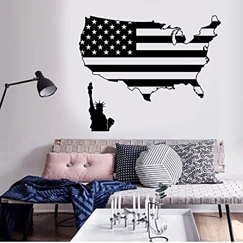 DIY Wandaufkleber Karte Wandaufkleber USA Kartenschild Patriot Freiheitsstatue Aufkleber 57x32cm Wandtattoo Aufkleber Home Interior Aufkleber Haushaltswaren