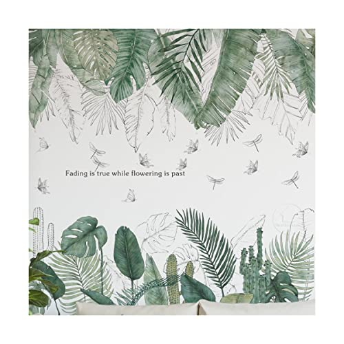 Wandaufkleber, Wandaufkleber, zum Selbermachen, grüne Blätter, Pflanze, Gras, Wandaufkleber, abziehen und aufkleben, Blumenranke, Dekoration für Wohnzimmer, Büro, Klassenzimmer