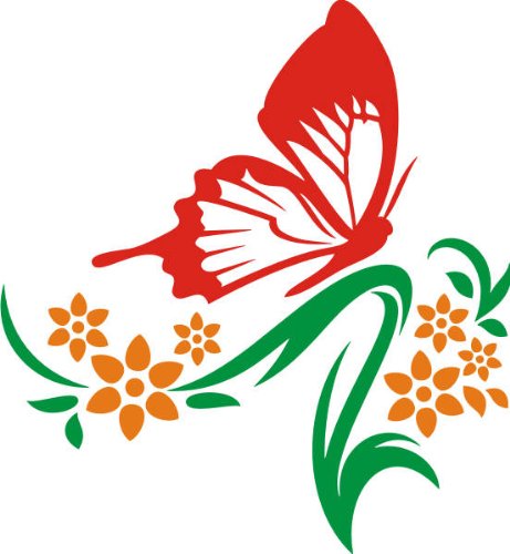 PEMA INDIGOS UG - Wandtattoo Wandsticker Wandaufkleber Aufkleber - Wandaufkleber DD175 Mehrfarbig Schmetterling auf der Orchidee 130 x 120 cm