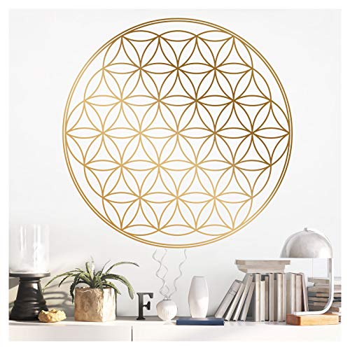 Grandora Wandtattoo Blume des Lebens I Gold (BxH) 35 x 35 cm I Schlafzimmer Wohnzimmer Sticker Aufkleber Wandaufkleber Wandsticker Mandala Folie W940