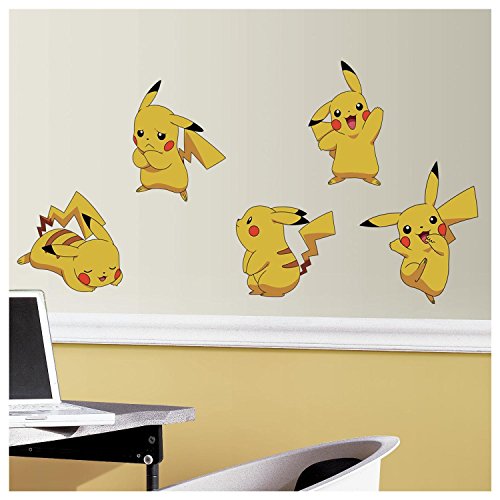 RoomMates Pokemon Pikachu Wandaufkleber zum Abziehen und Aufkleben, RMK3596SCS, mehrfarbig