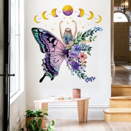 Traziewell Wandtattoo Wohnzimmer Modern Wandsticker Buntes Wandtattoo Blumen Wandaufkleber Mädchen DIY Selbstklebend Boho Aufkleber Wandbild Decor für Schlafzimmer Deko 0311