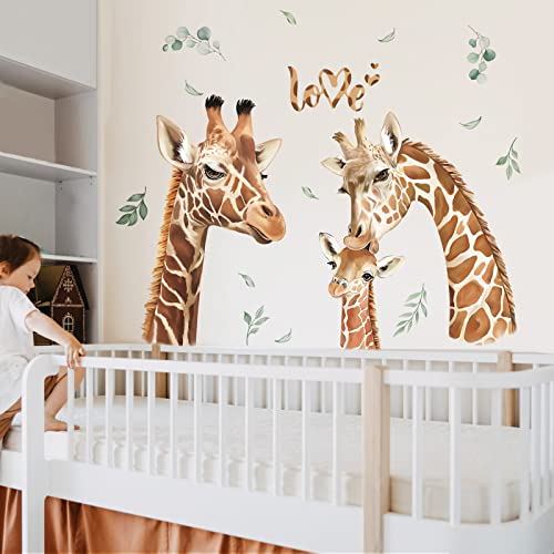 decalmile Wandtattoo Dschungel Tiere Giraffe Wandaufkleber Safari Giraffe Blätter Wandsticker Kinderzimmer Babyzimmer Schlafzimmer Wanddeko
