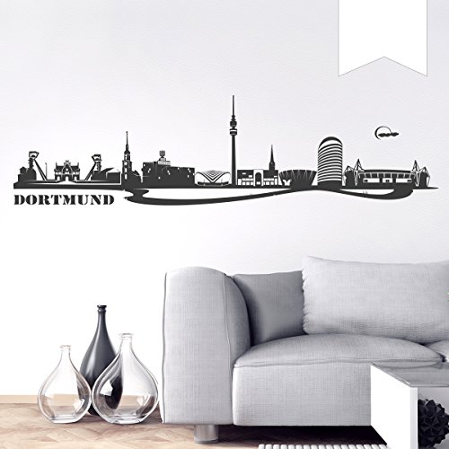 WANDKINGS Wandtattoo - Skyline Dortmund - 300 x 94 cm - Weiß - Wähle aus 6 Größen & 35 Farben