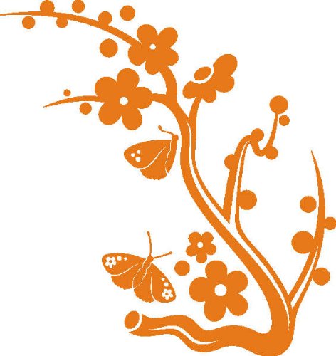 PEMA INDIGOS UG - Wandtattoo Wandsticker Wandaufkleber Aufkleber D417 fallenden Kirschblüten 40x37 cm - orange