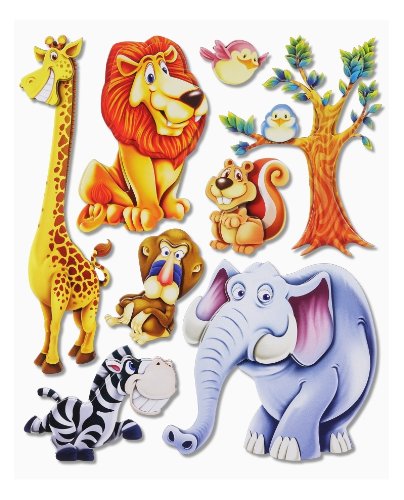 Stickerkoenig Wandtattoo 3D Sticker Wandsticker Kinderzimmer - Afrika Tiere II #502 (Giraffe,Löwe, Elefant, Zebra UVM) - Deko auch für Fenster, Schränke, Türen etc auf Bogen