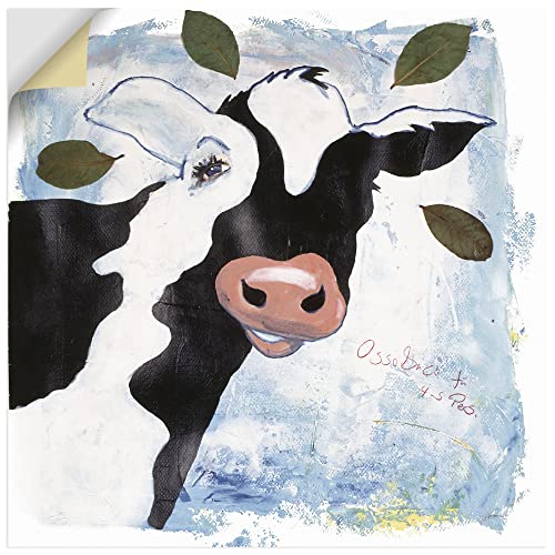 ARTland Qualitätsbilder I Wandtattoo Wandsticker Wandaufkleber 40 x 40 cm Tiere Haustiere Kuh Illustration Blau D1SS Lorbeerkuh