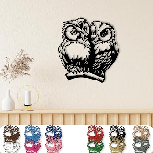 XXL Eulenpaar Wandtattoo aus MDF-Holz - Charmante Eulen Wanddeko für Zuhause, Geschenk für Natur- und Eulenliebhaber