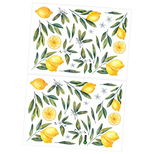 VICASKY 2 Blätter Dekorative Tapete Mit Früchten Wandtattoo Kinder Zitronen-wandtattoo Wandtattoo Obst Frühling Wandtattoos Frühlingsfenster Wandaufkleber Pvc Drinnen