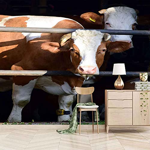 SASZQY Fototapete Tapete Tier Kuh Wanddekoration Aufkleber 3D Wandtattoo Wandaufkleber TV-Hintergrund Wohnzimmer Schlafzimmer Kinderzimmer Wandtapete Poster Wanddeko 450x300cm