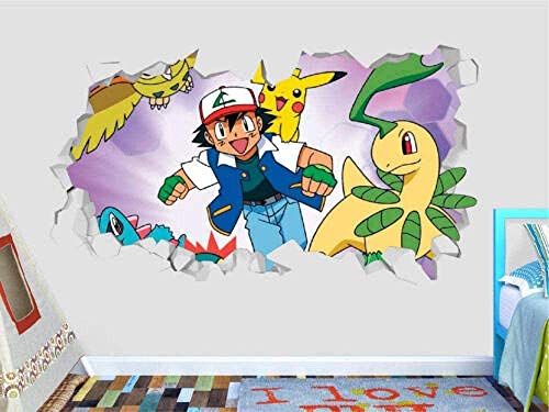 Cartoon Aufkleber Wandaufkleber Pokemon Group Action Wandtattoo Dekoration 3D Art Smash Aufkleber Vinyl 55X60Cm