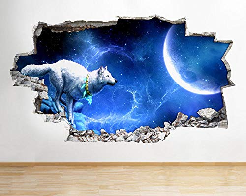 Wandtattoo Wolf Nacht Mond Fantasy R Wandaufkleber Wandaufkleber Kinderzimmer 3D-60x90cm