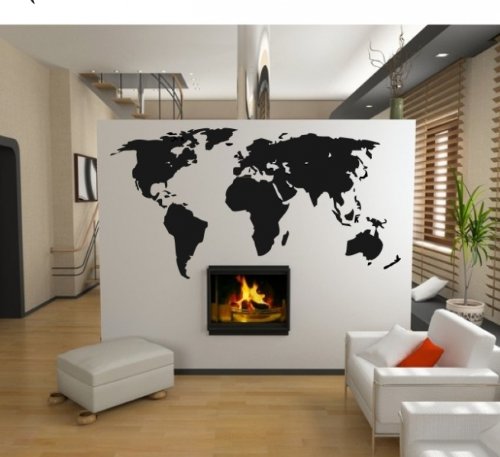 Unbekannt XXL Wandtattoo Weltkarte - World Map Wandaufkleber Wandsticker Motiv Abstract(Groesse: 140x73cm)