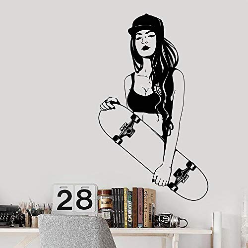 Skateboarder Teen Style Girl Vinyl Wandtattoo Home Decor Art Wandbild Wandaufkleber Abnehmbare Tapete Wandbild andere Farbe 73x43cm