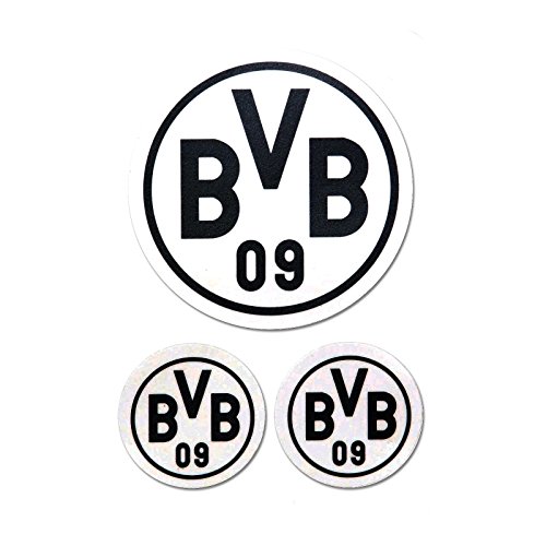 Borussia Dortmund Aufkleber in schwarz 3 Stück, Folie, One Size, 3
