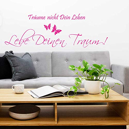 INDIGOS UG - Wandtattoo Wohnzimmer - Wandaufkleber Lebe Deinen Traum 90cm x 29cm pink - Aufkleber Kinderzimmer Schlafzimmer Küche Badezimmer Büro Dekoration