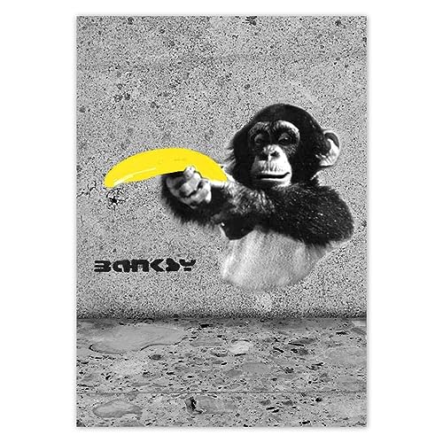 Wandsticker Dekor Foto Aufkleber 21.00x29.70cm Banksy Affe Banane Nr. H5655Z_NS1A4