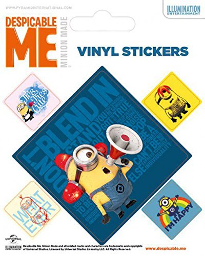 Ich – Einfach Unverbesserlich Minions, I'M Happy, 5 Vinyl Sticker Poster-Sticker Tattoo Aufkleber 12x10 cm