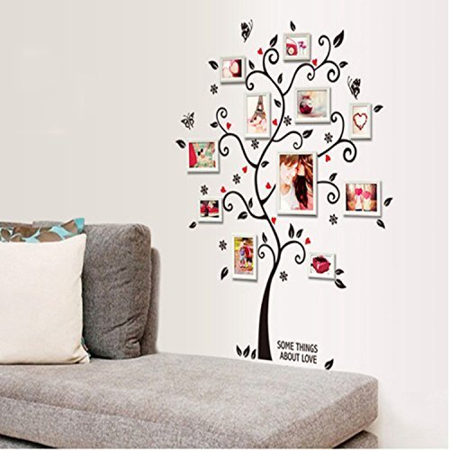 Alicemall Wandaufkleber Hochwertig PVC Wandtattoo Blumen Sticker Kinderzimmer Wohnzimmer Sofa Hintergrund (Baum Bilderrahmen)