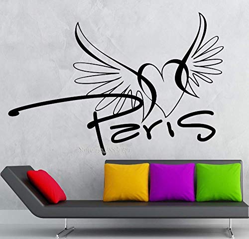 Wandaufkleber Zitate Paris Vinyl Aufkleber Frankreich Reise Romantische Liebe Herz Zimmer Aufkleber Kunst Wand Tattoo Wohnzimmer Wohnkultur 63X42 Cm